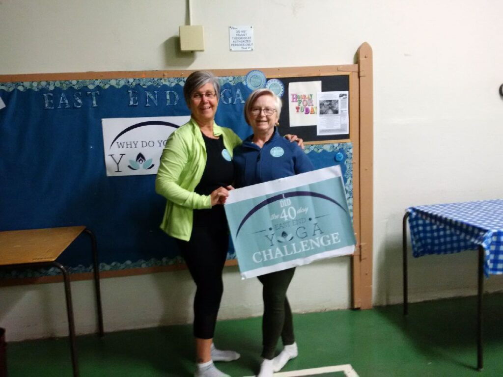 East End Yoga community members celebrating a yoga challenge